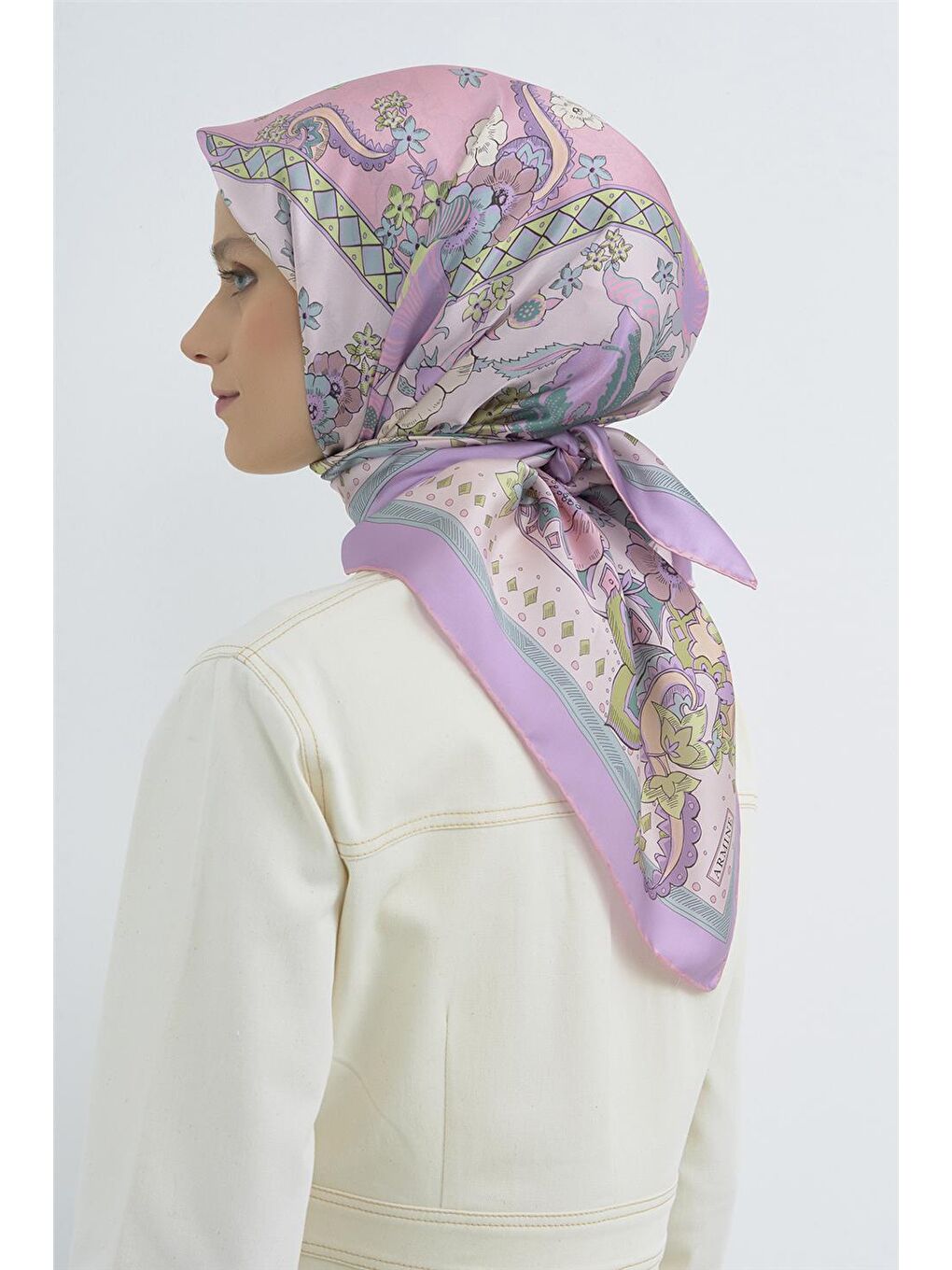 Pembe Saf İpek Twill Eşarp 9535D 87-3