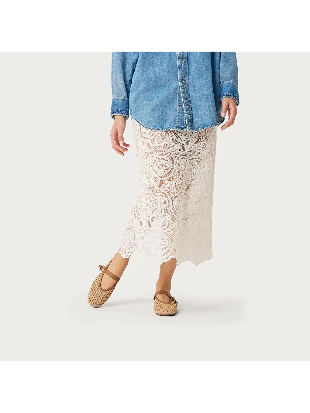 Ekru Kadın Babet 69V3 ORZO RAFFIA BALLET FLATS-5