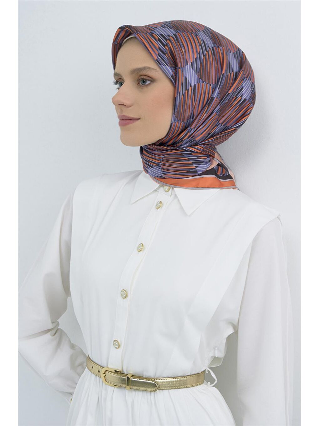 Turuncu Saf İpek Twill Eşarp 9533D 33-1