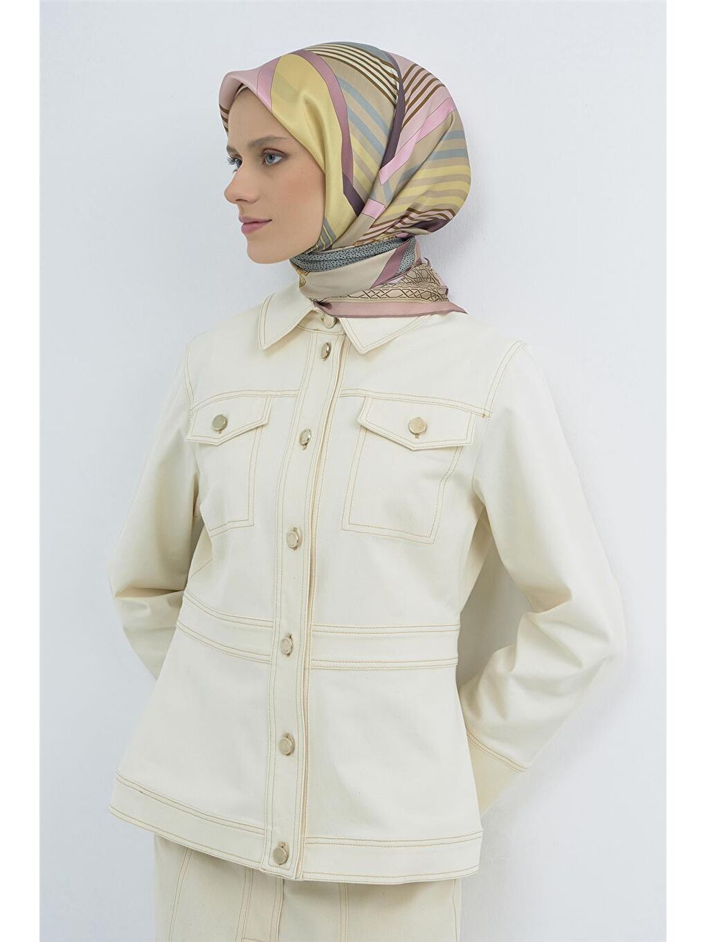 Pembe Saf İpek Twill Eşarp 9521D 02