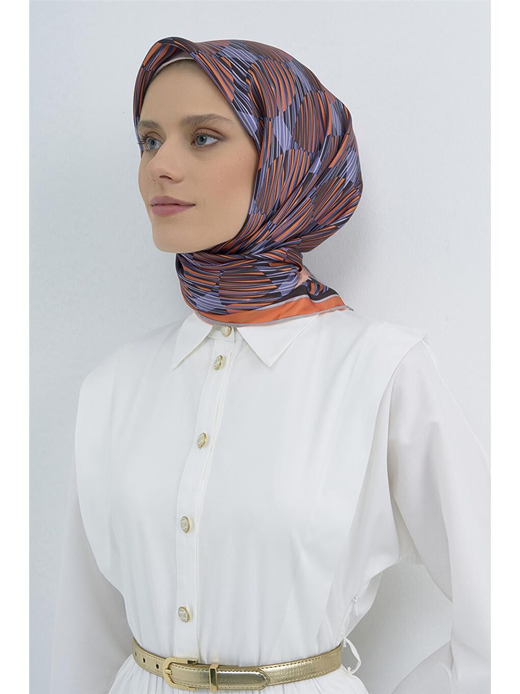 Turuncu Saf İpek Twill Eşarp 9533D 33-2