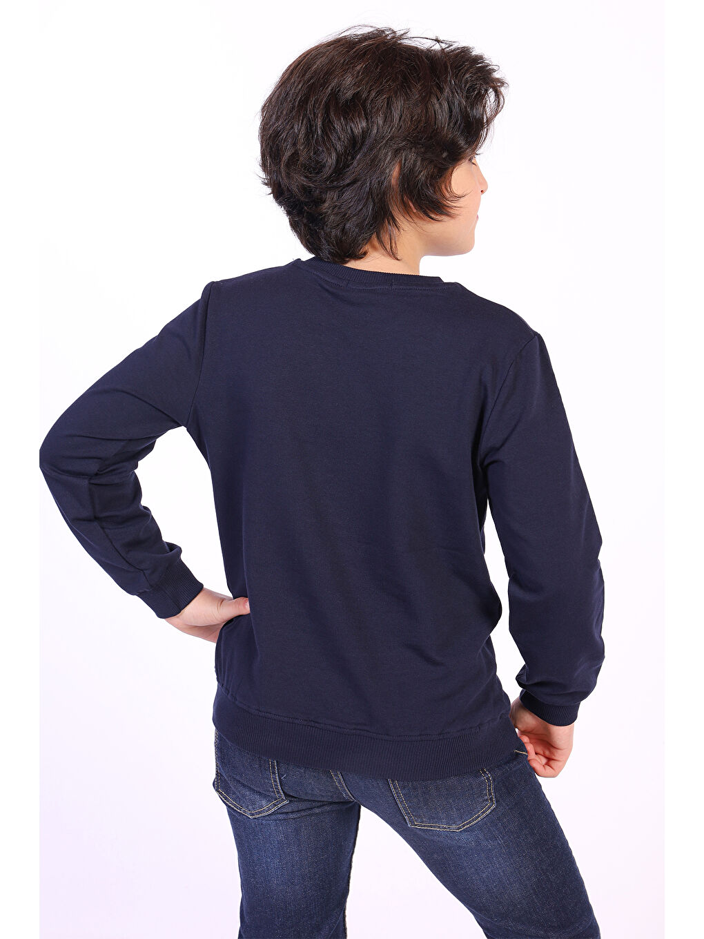 Lacivert Unısex Çocuk Merry Chrıstmas Baskılı Sweatshirt-1