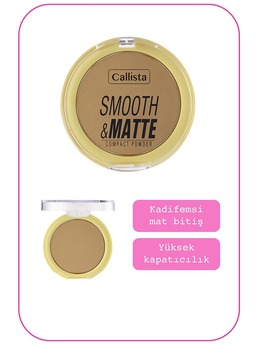 Callista Şeftali Smooth Matte Compact Powder Mat Görünümlü Pudra 40 Apricot - 1