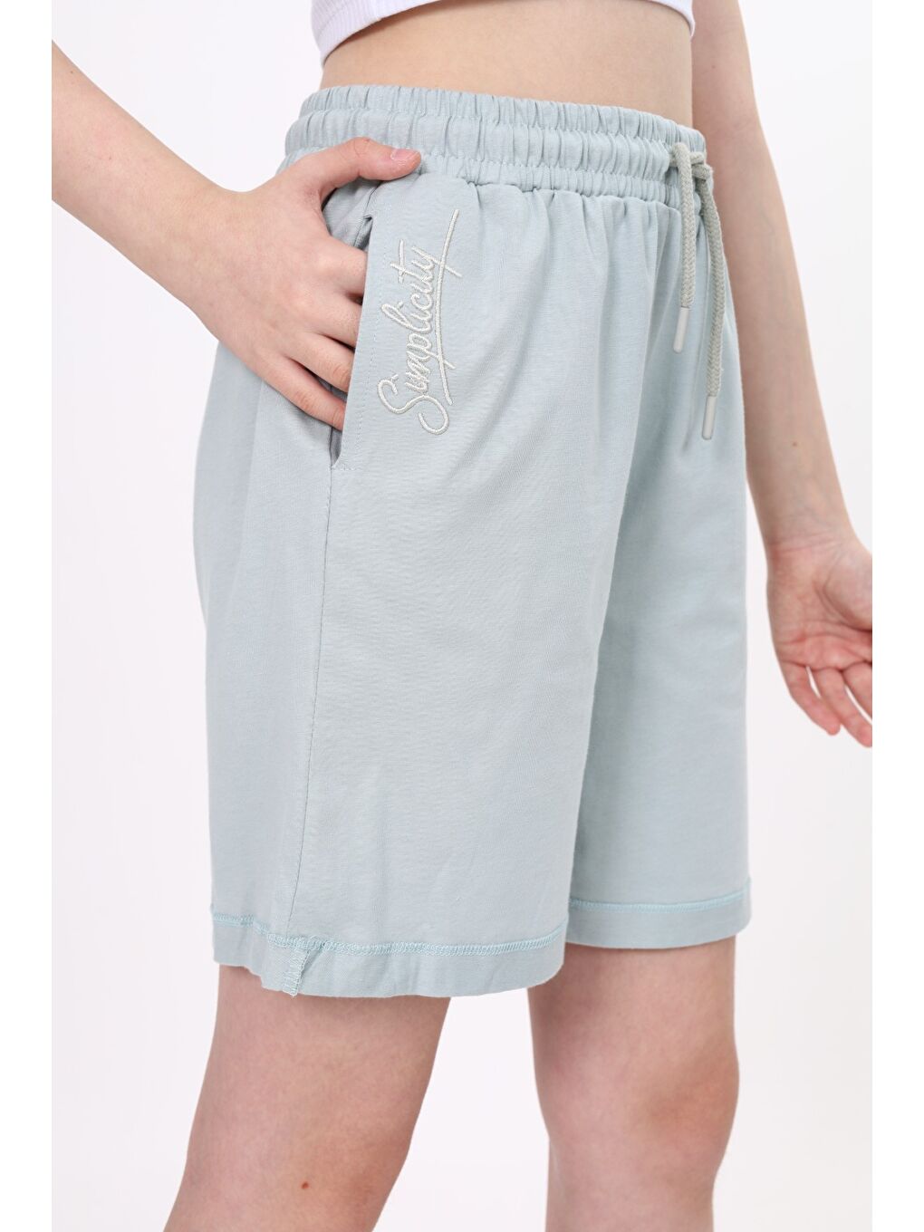 Toontoykids Gri Kız Çocuk Nakışlı Şort - 3