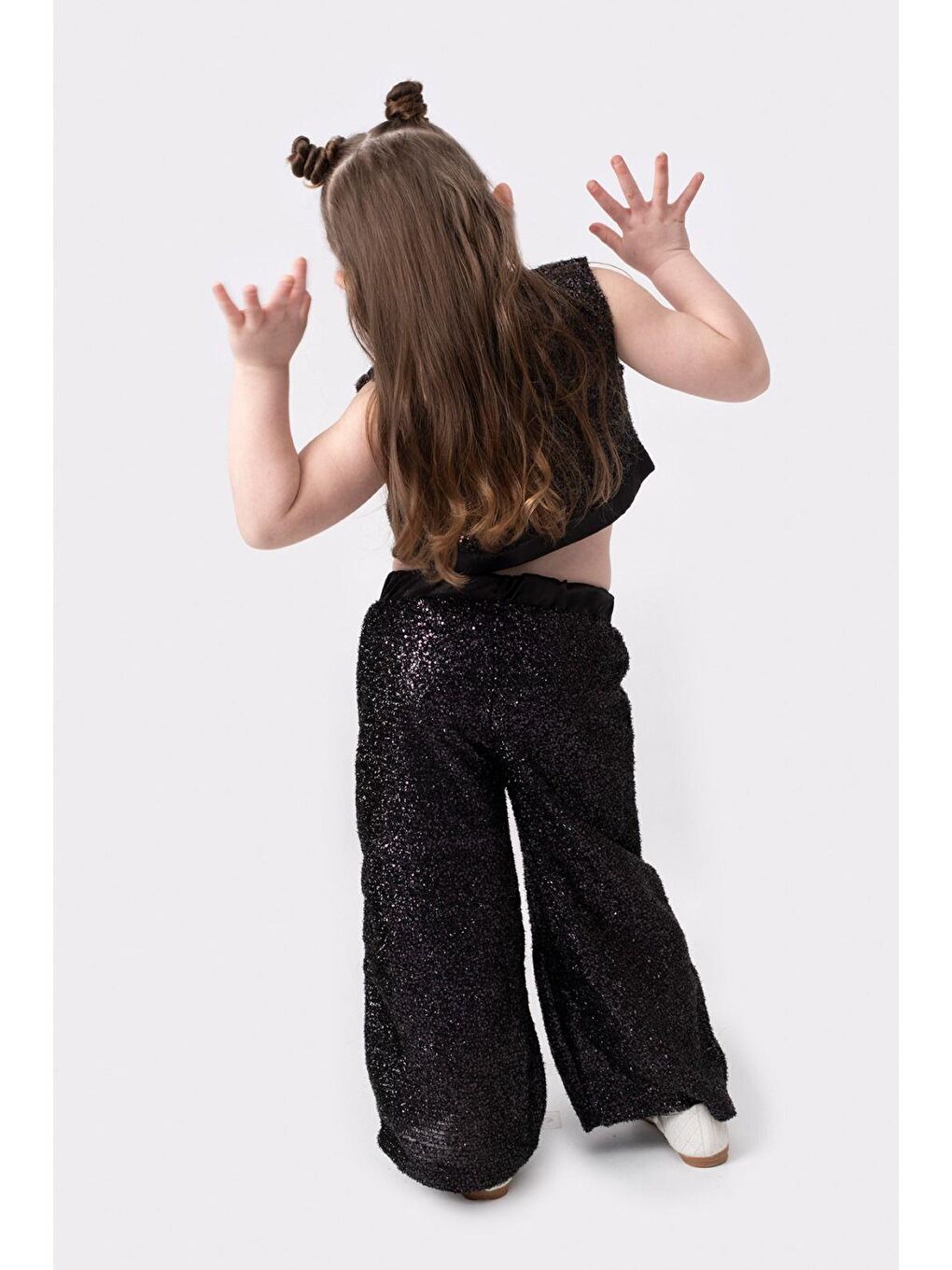 Siyah Pul Payetli Kız Çocuk Alt-Üst Takım-1