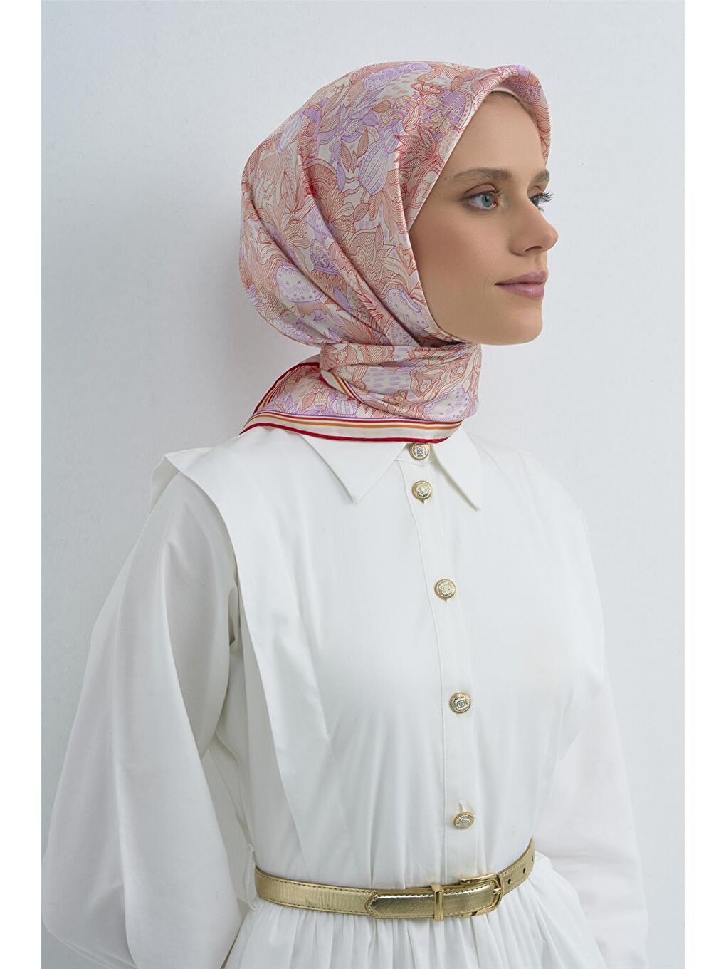 Pembe Saf İpek Twill Eşarp 9508D 56-2