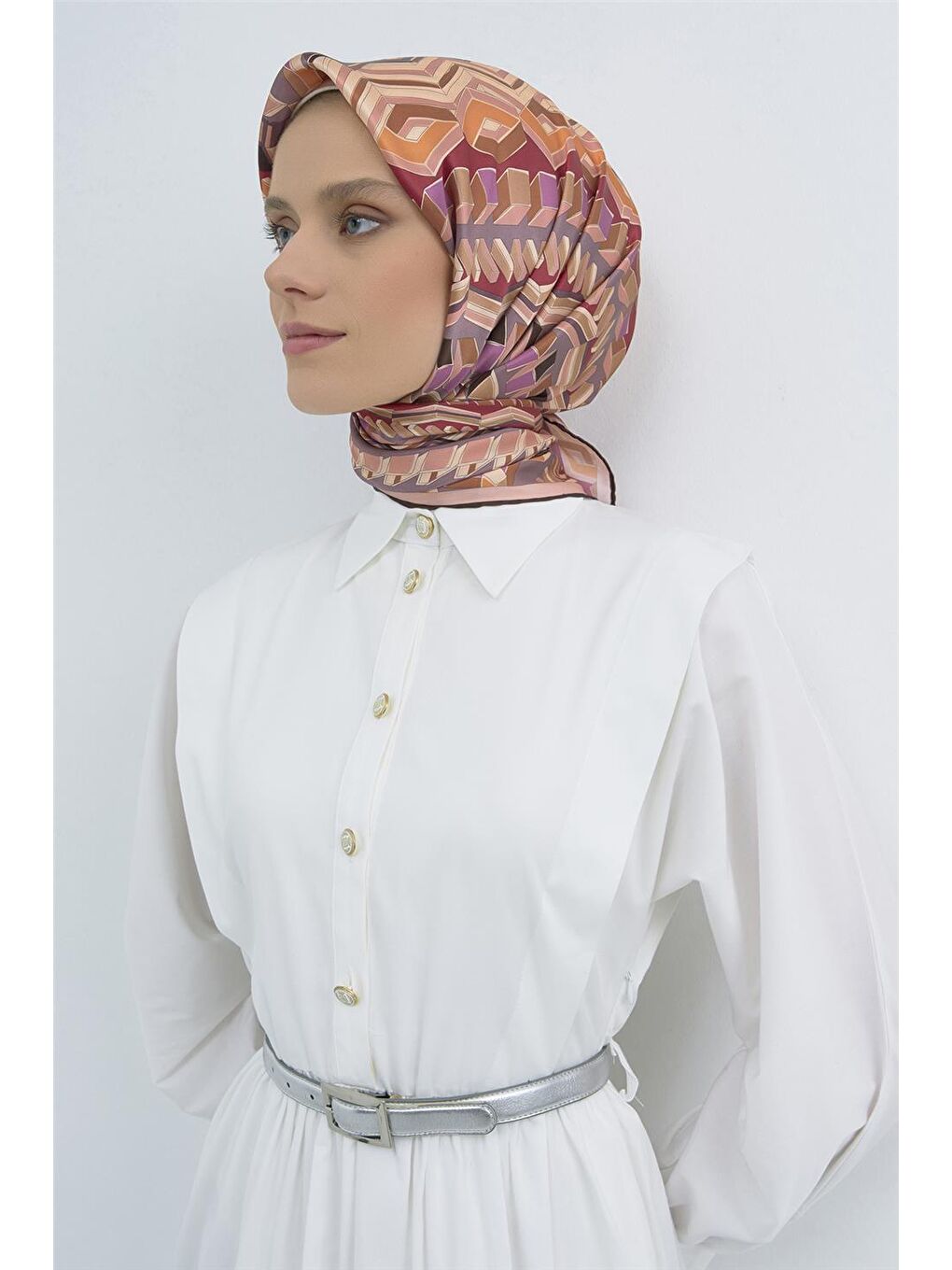 Turuncu Saf İpek Sura Eşarp 9542D 31-1