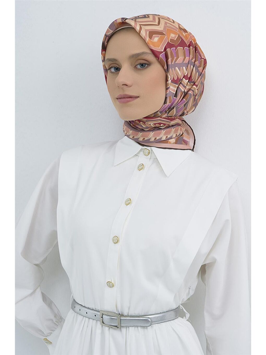 Turuncu Saf İpek Sura Eşarp 9542D 31-2