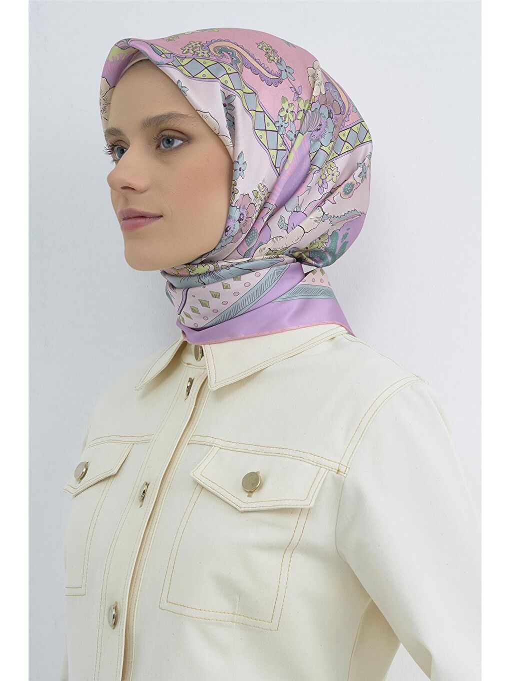 Pembe Saf İpek Sura Eşarp 9535D 87-2