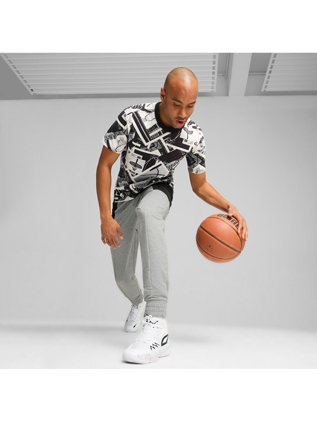 Karışık Winning Shot Aop Erkek Yuvarlak Yaka Spor Tişört-1