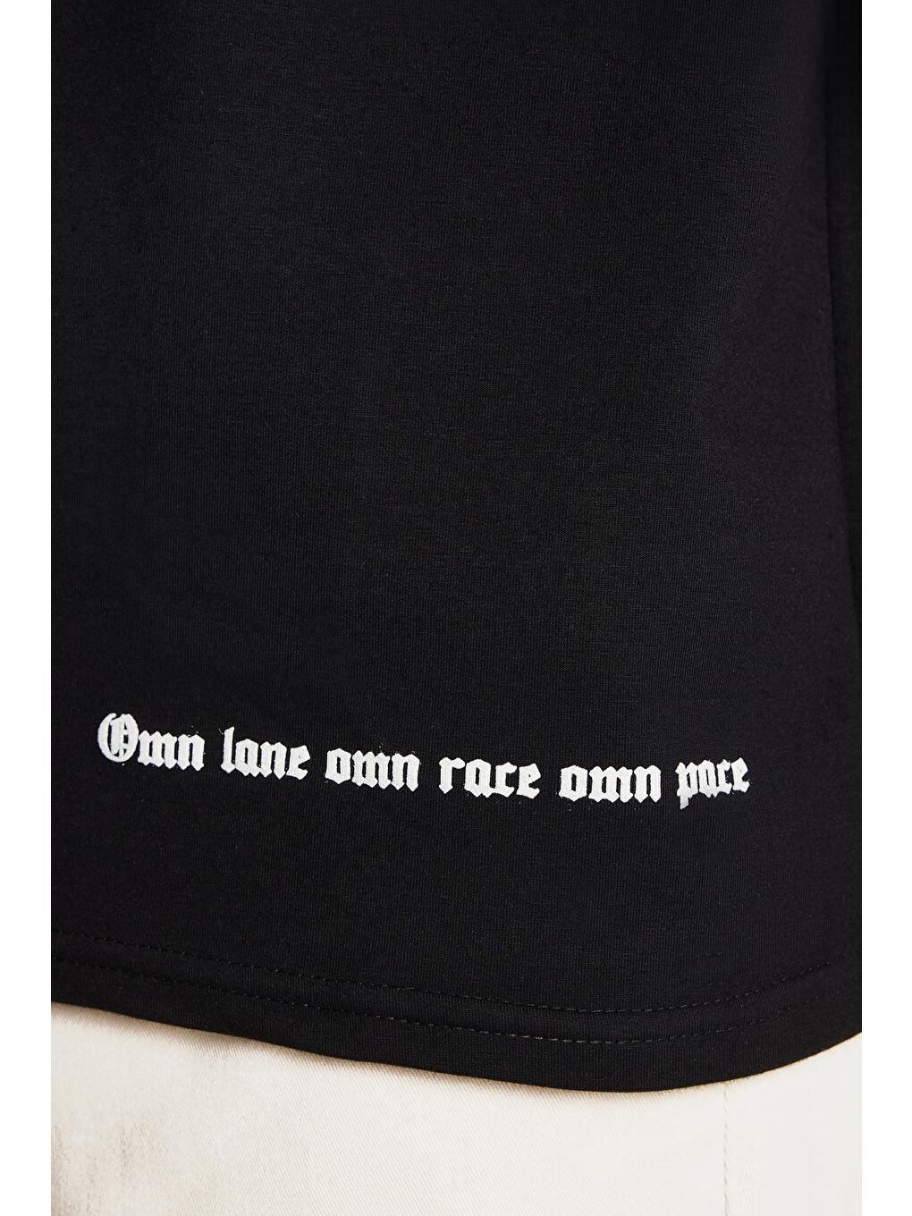 Erkek Oversize Geniş Kesim Pamuklu Baskılı Bisiklet Yaka Siyah Tişört-2