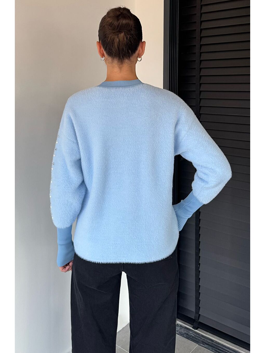 Mavi Omuz Taşlı Şardonlu Triko Ceket(s,m,l,xl Uyumludur)-3