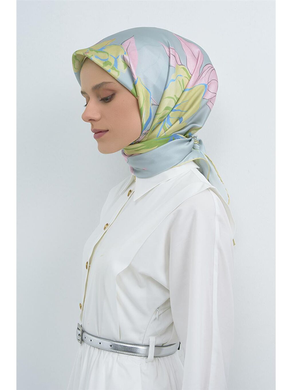 Mavi Saf İpek Sura Eşarp 9509D 80-1