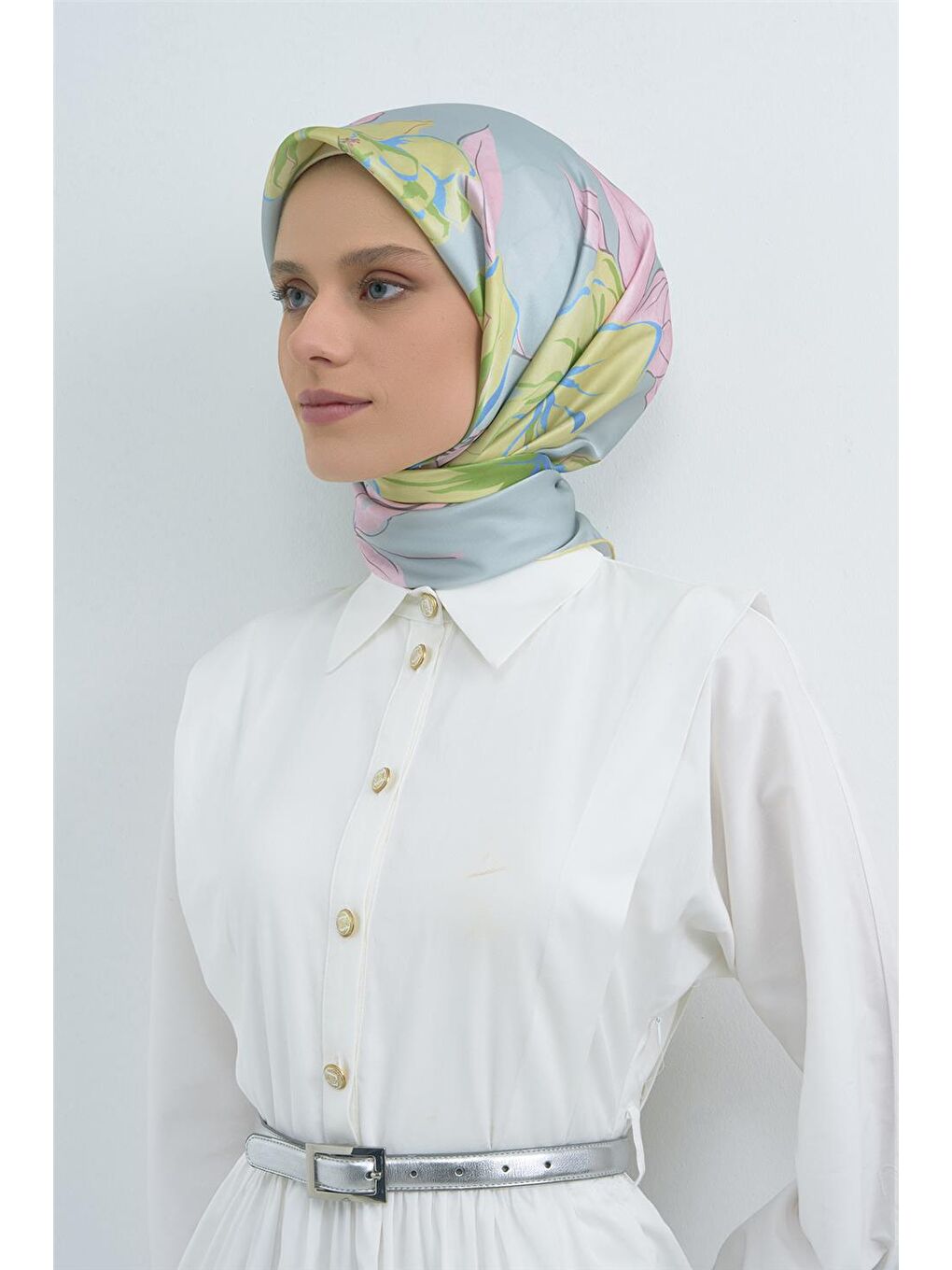 Mavi Saf İpek Sura Eşarp 9509D 80-2