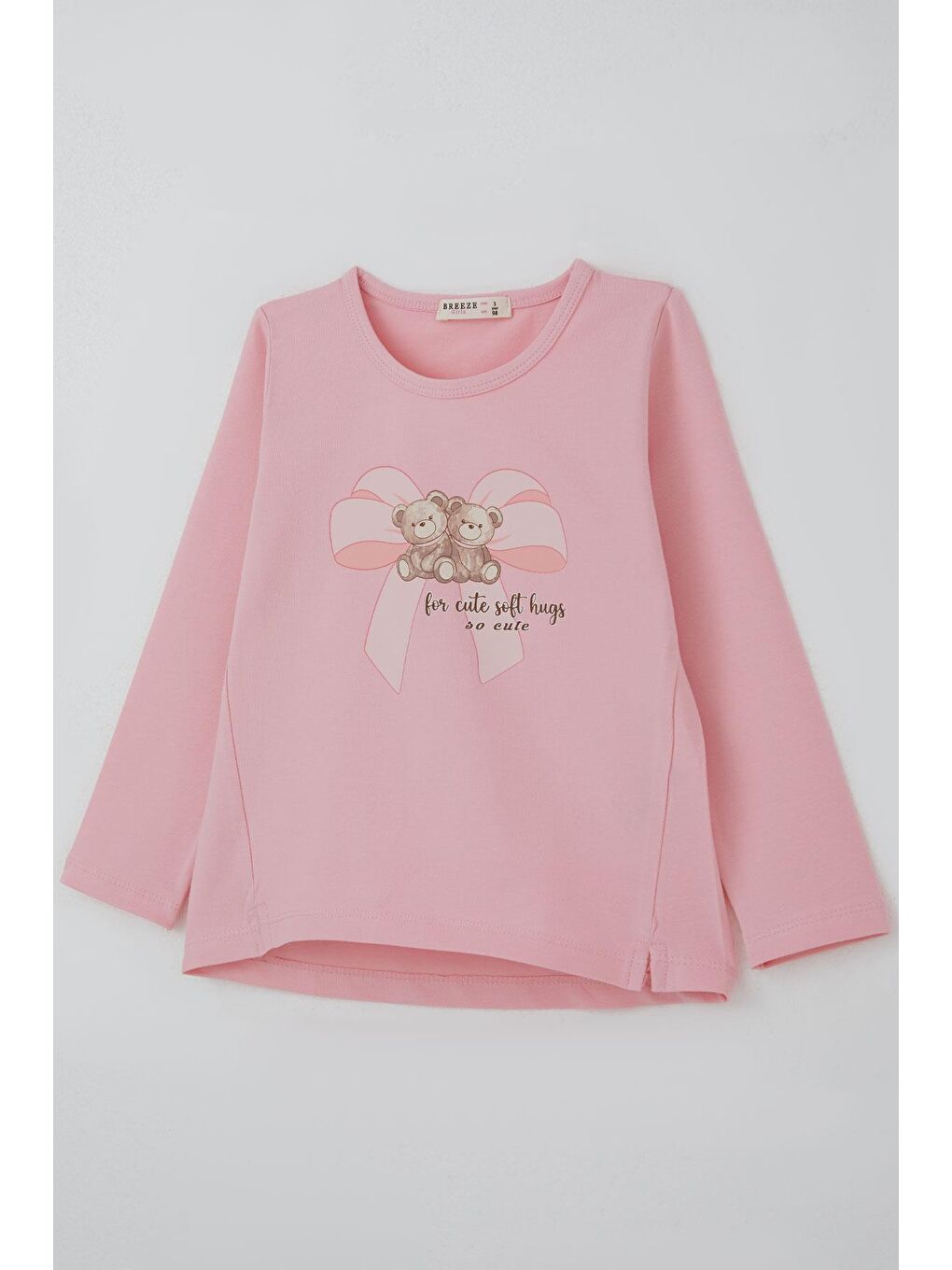 Kız Çocuk Uzun Kollu Tişört Arkadaş Temalı Minnoş Ayıcıklar Pembe (3-8 Yaş)-2