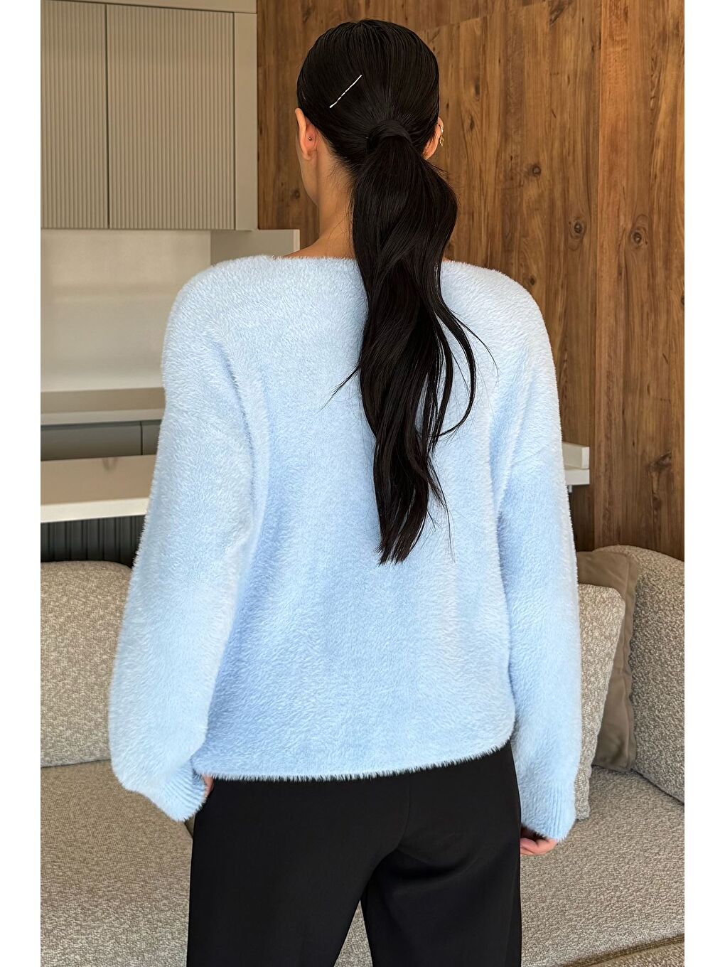 Mavi Kalp Düğmeli Şardonlu Triko Ceket (s,m,l,xl Uyumludur)-3