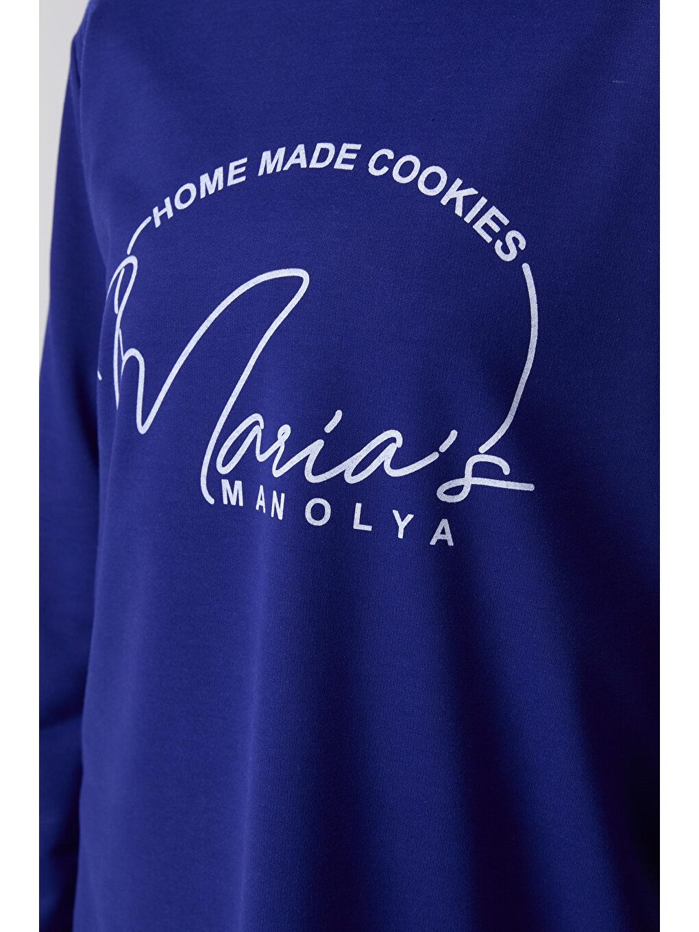 Bisiklet Yaka Kadın Mavi Sweat - 13073-4