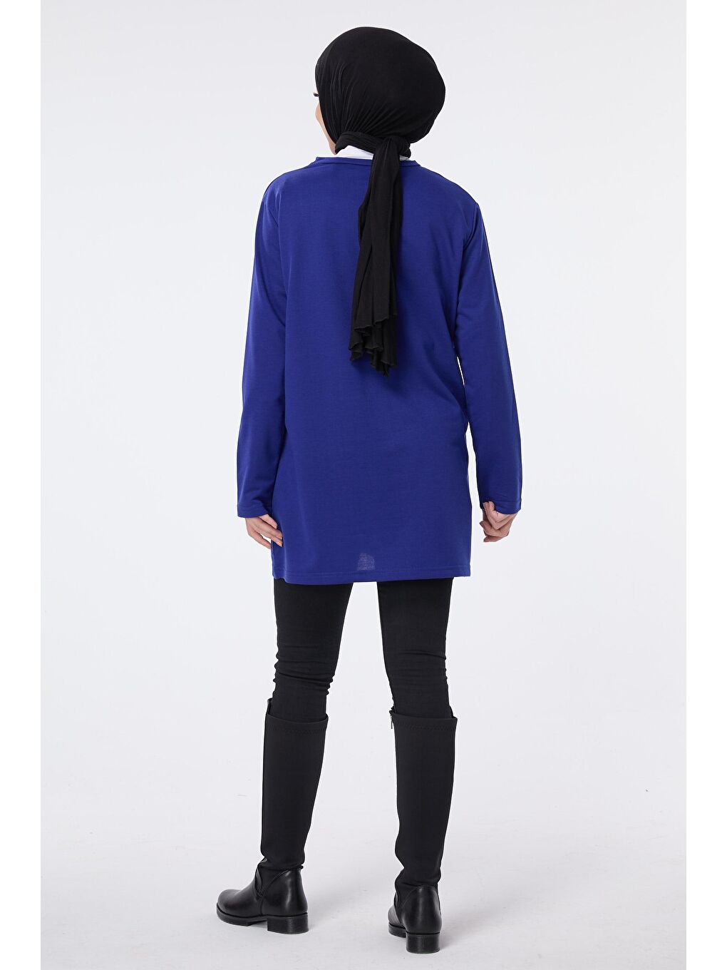 Bisiklet Yaka Kadın Mavi Sweat - 13073-5