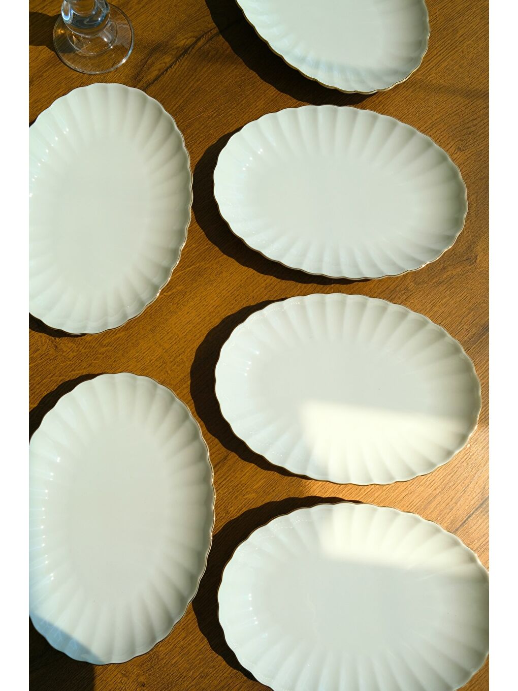 Ekru Bone Luz Altın File Kayık Tabak 24x17cm BNLZF24KY20 6 lı-2