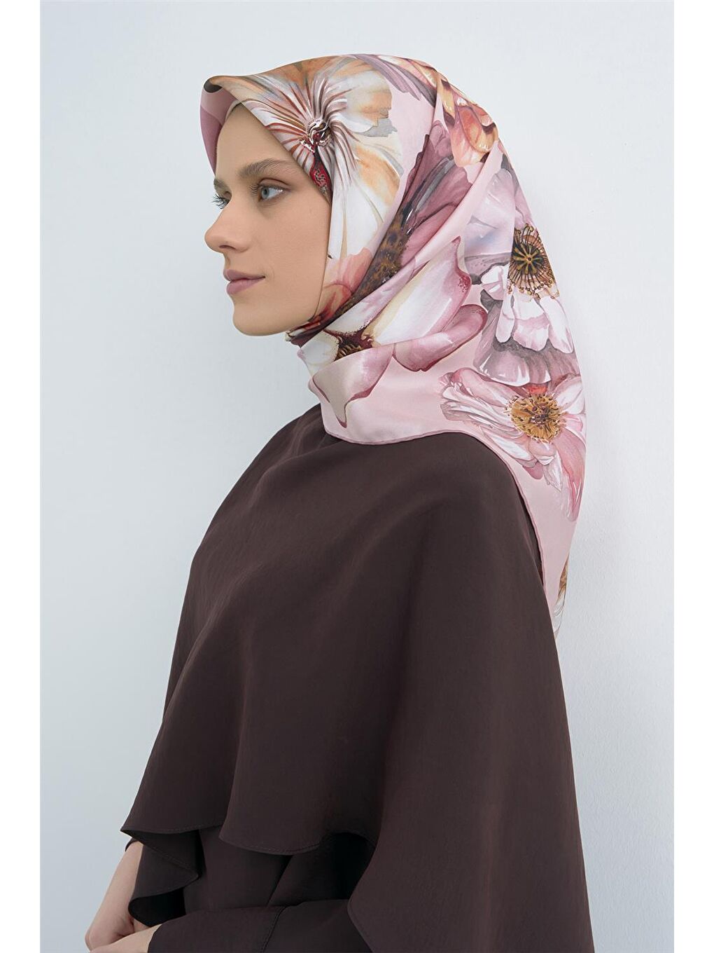 Pembe Saf İpek Sura Eşarp 9503D 06-1