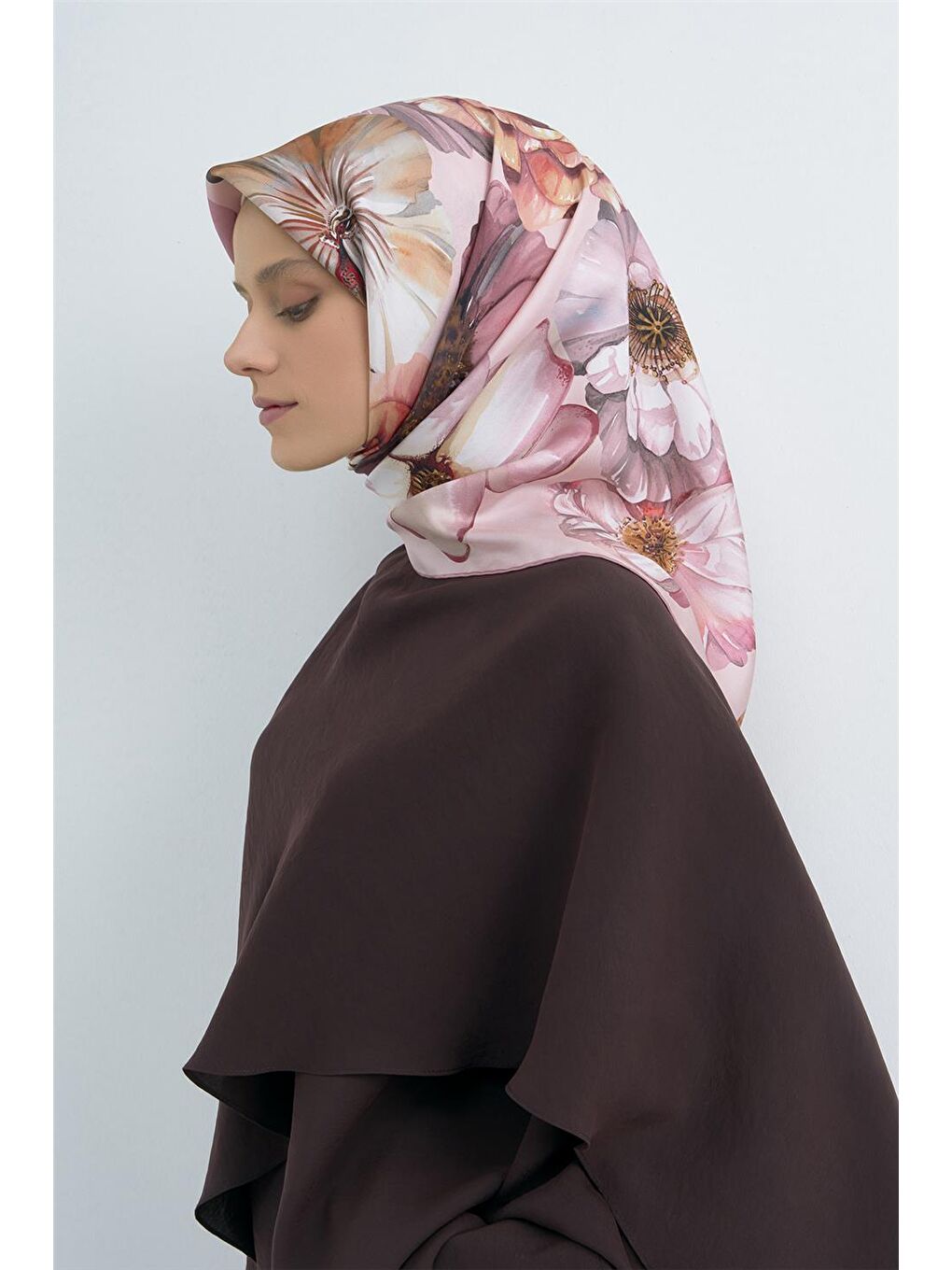 Pembe Saf İpek Sura Eşarp 9503D 06-2