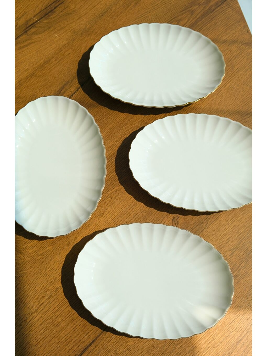 Ekru Bone Luz Altın File Kayık Tabak 24x17cm BNLZF24KY20 4 lü-1