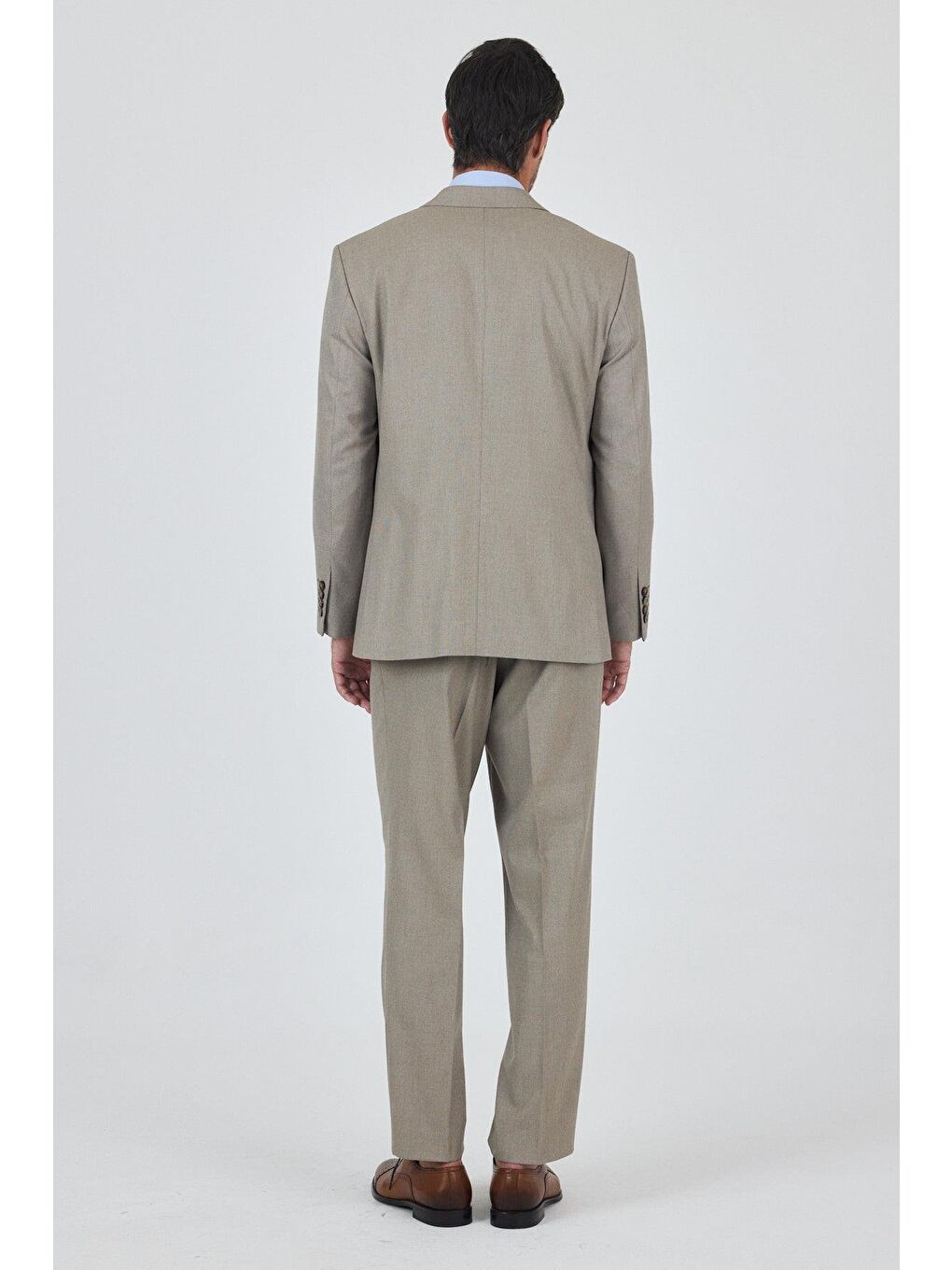 Koyu Bej Mono Yaka Astarlı Çift Yırtmaç Esnek 4 Drop Comfort Fit Classic Takım Elbise 1001250160-4