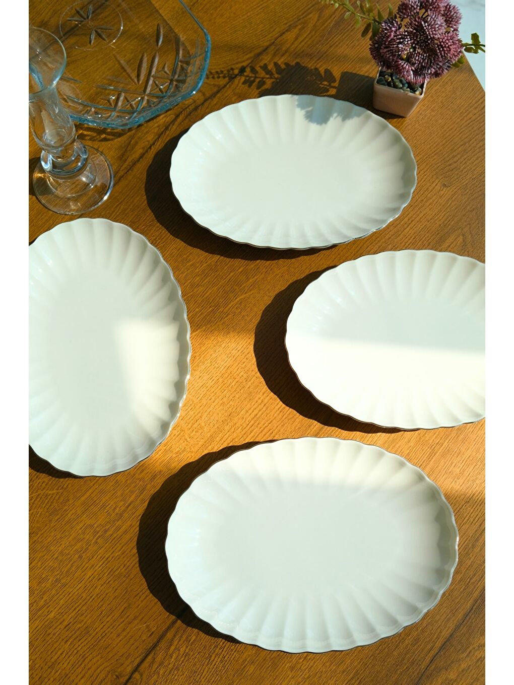 Ekru Bone Luz Platin File Kayık Tabak 24x17cm BNLZF24KY220 4 lü-1