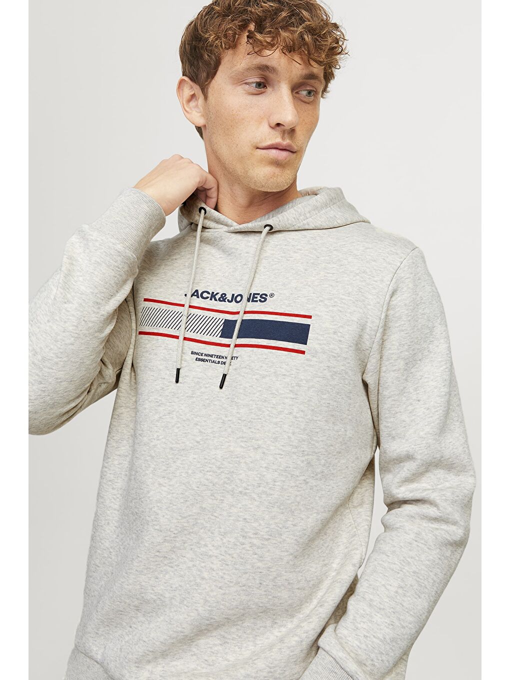 Jack & Jones Gri Jjsouth Baskılı Pamuklu Regular Fit Kapüşonlu Erkek Sweat 12256820 - 2