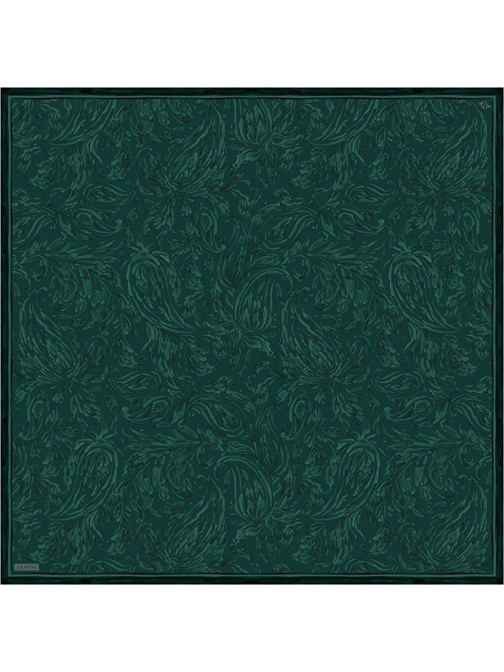 Yeşil Soyut Desenli Saf İpek Twill Eşarp 9431D 06-3