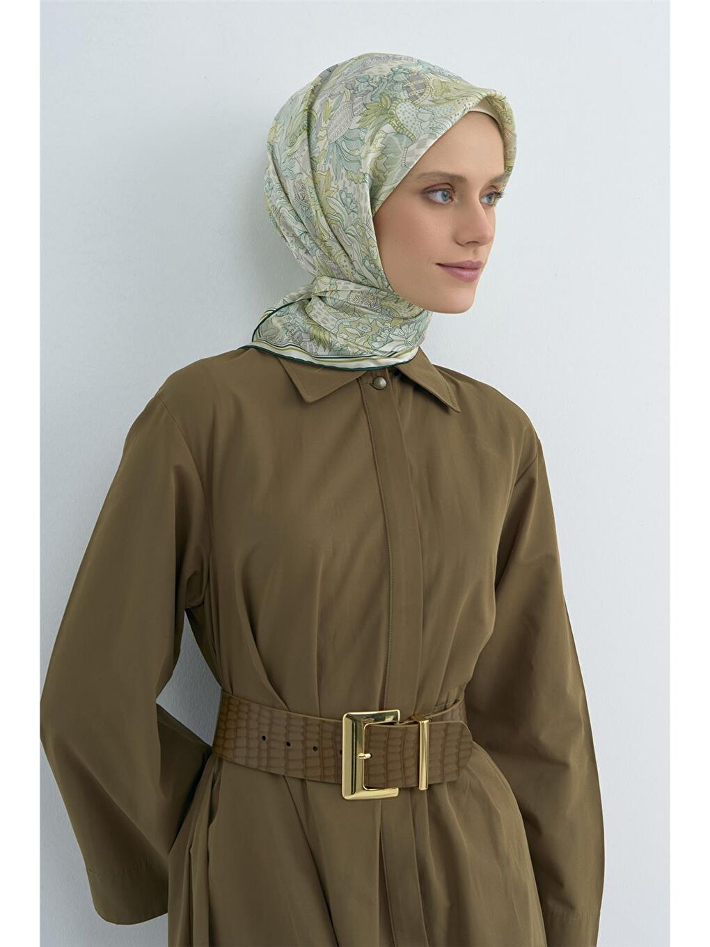 Yeşil Saf İpek Twill Eşarp 9508D 85