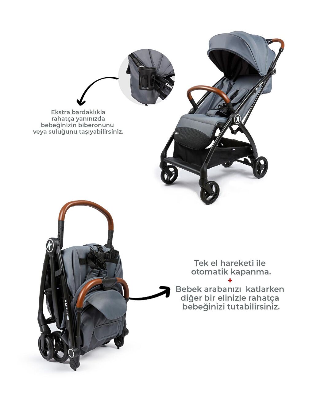 Xflop Autofold Kabin Boy Bebek Arabası Dark Grey-2