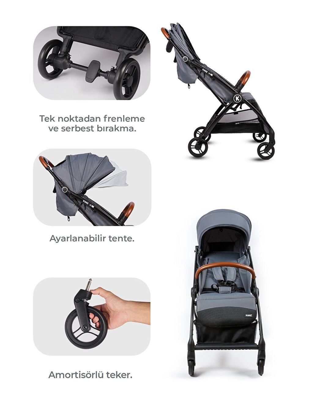 Xflop Autofold Kabin Boy Bebek Arabası Dark Grey-3
