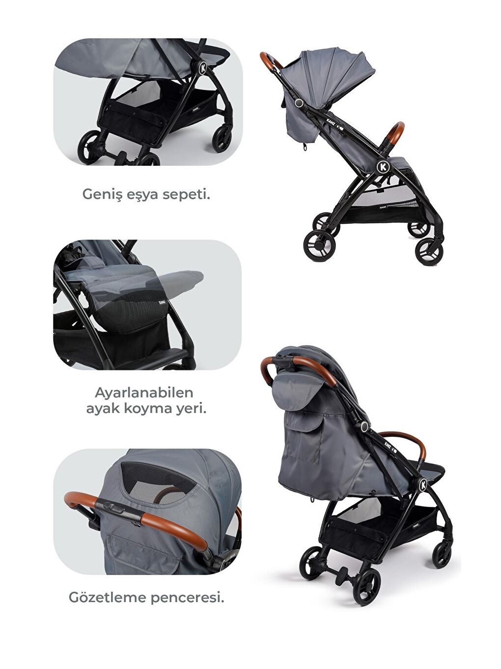 Xflop Autofold Kabin Boy Bebek Arabası Dark Grey-4