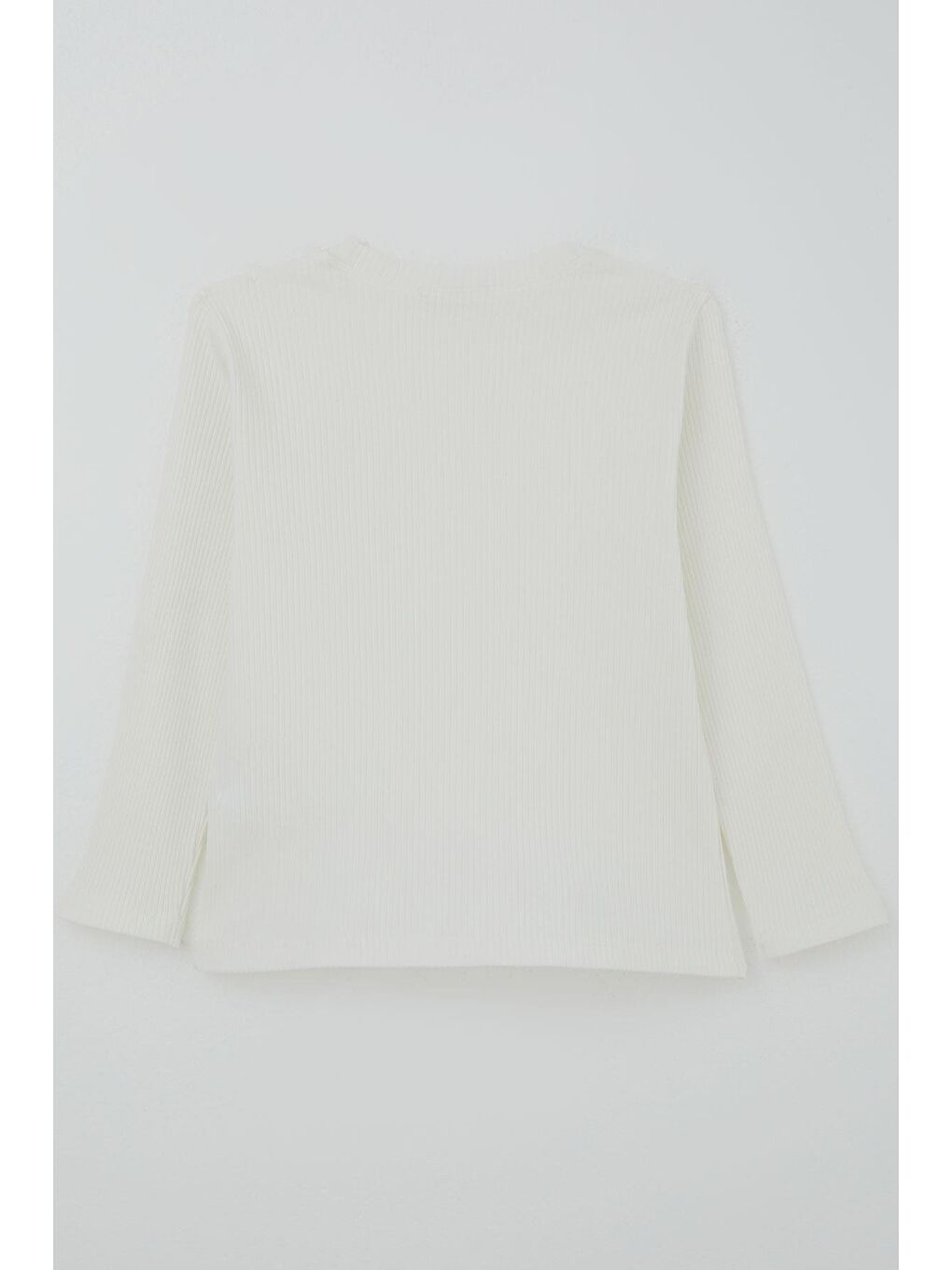 Kız Çocuk Uzun Kollu Tişört Çiçek Aplike Armalı Ekru (5-10 Yaş)-3