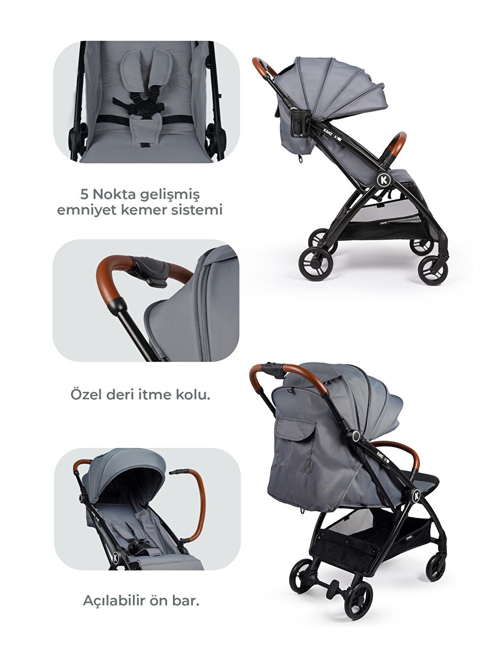 Xflop Autofold Kabin Boy Bebek Arabası Dark Grey-5