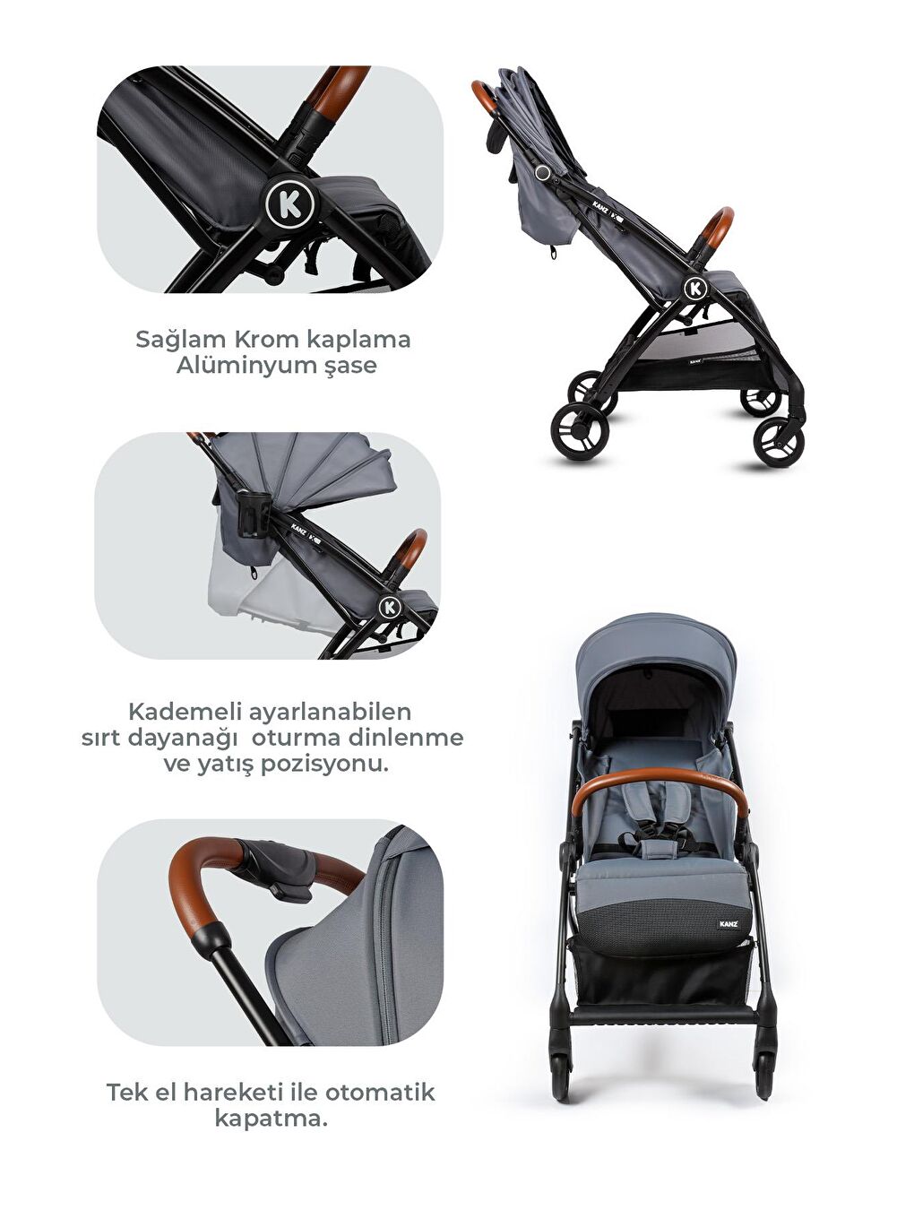 Xflop Autofold Kabin Boy Bebek Arabası Dark Grey-6