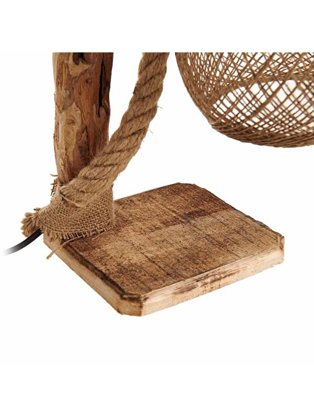 Renksiz Lagos Halatlı Ahşap Abajur - Natürel-7