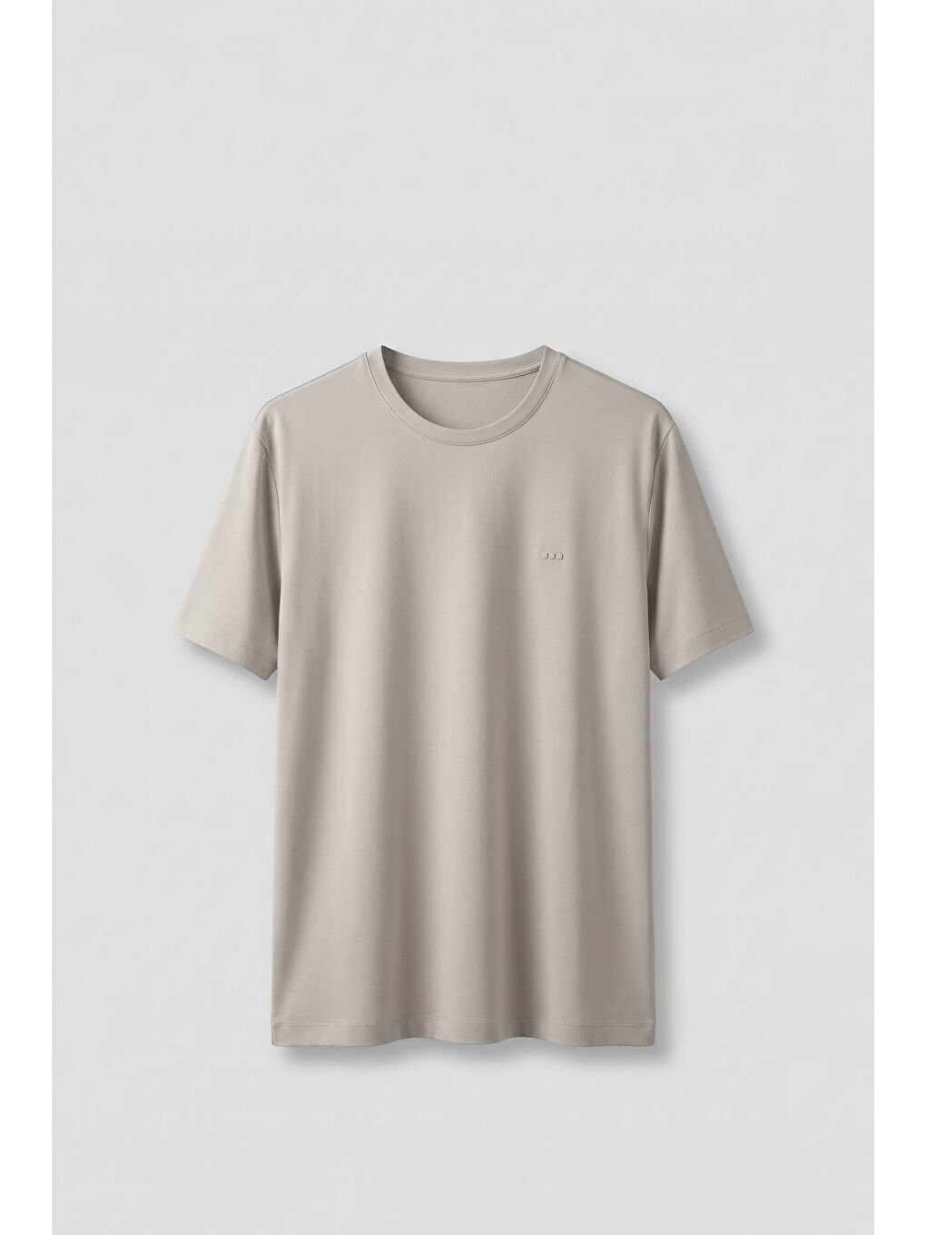 Gri Erkek Slim Fit Bisiklet Yaka Basic T-Shirt Taş Rengi