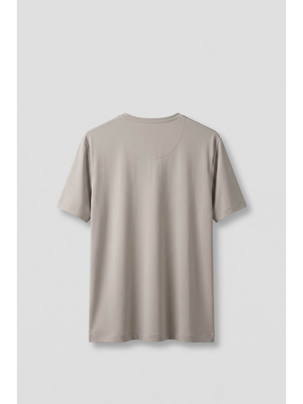 Gri Erkek Slim Fit Bisiklet Yaka Basic T-Shirt Taş Rengi-1