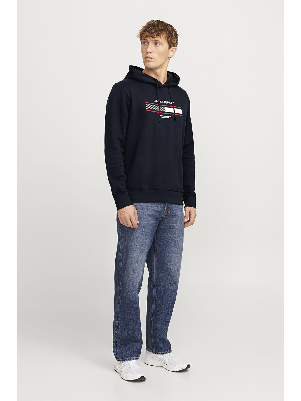 Jack & Jones Lacivert Jjsouth Baskılı Pamuklu Regular Fit Kapüşonlu Erkek Sweat 12256820 - 1