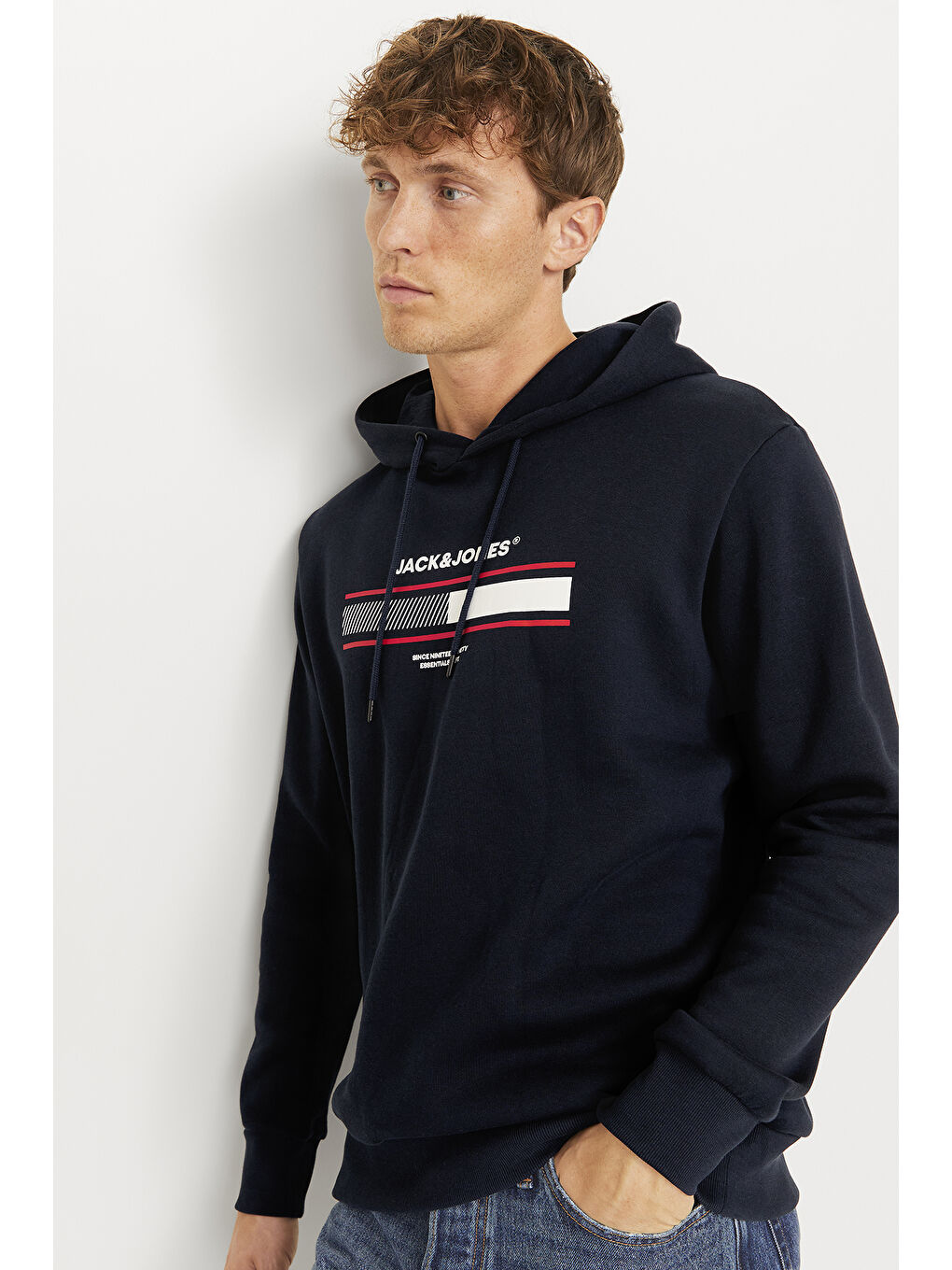 Jack & Jones Lacivert Jjsouth Baskılı Pamuklu Regular Fit Kapüşonlu Erkek Sweat 12256820 - 2