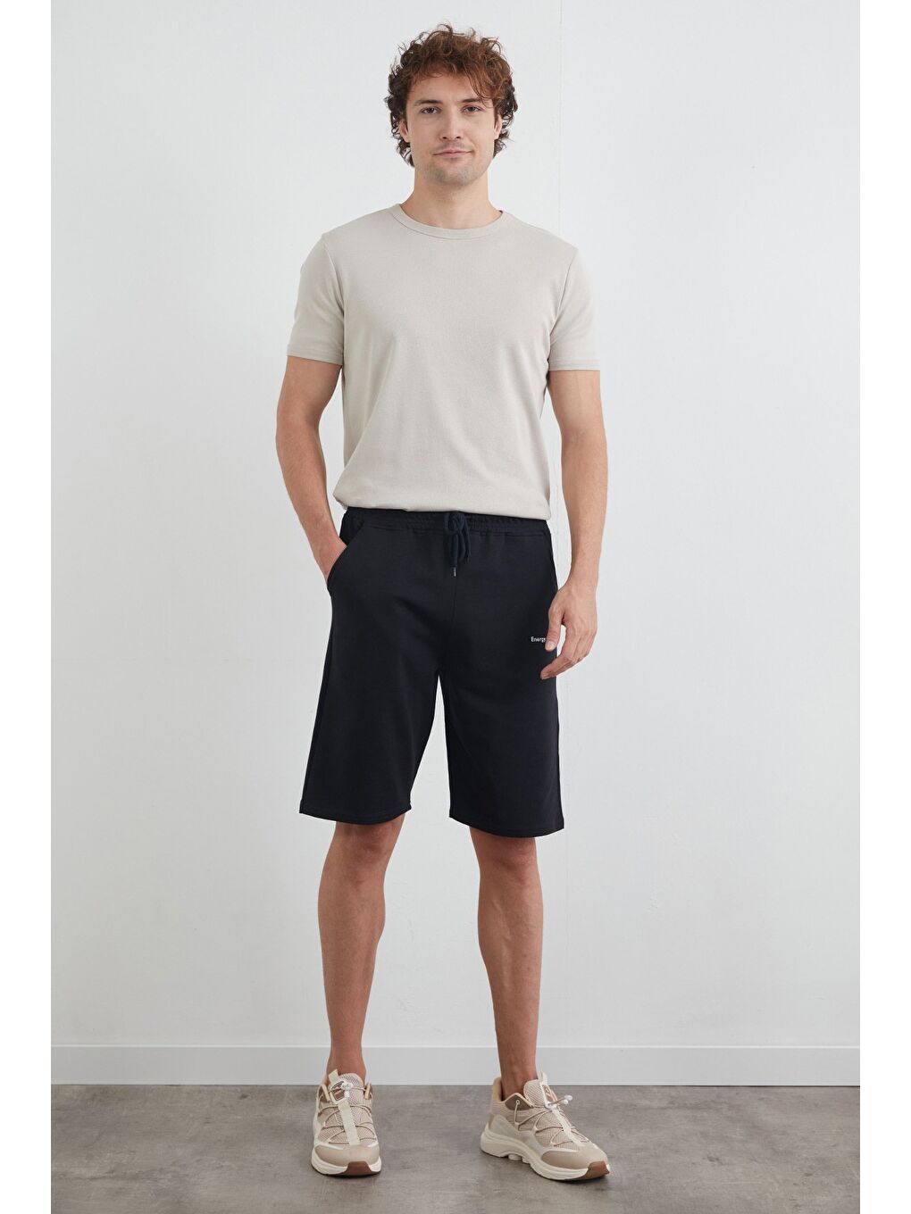 Lacivert Energy Zone Baskılı Çift Cepli Şort-2