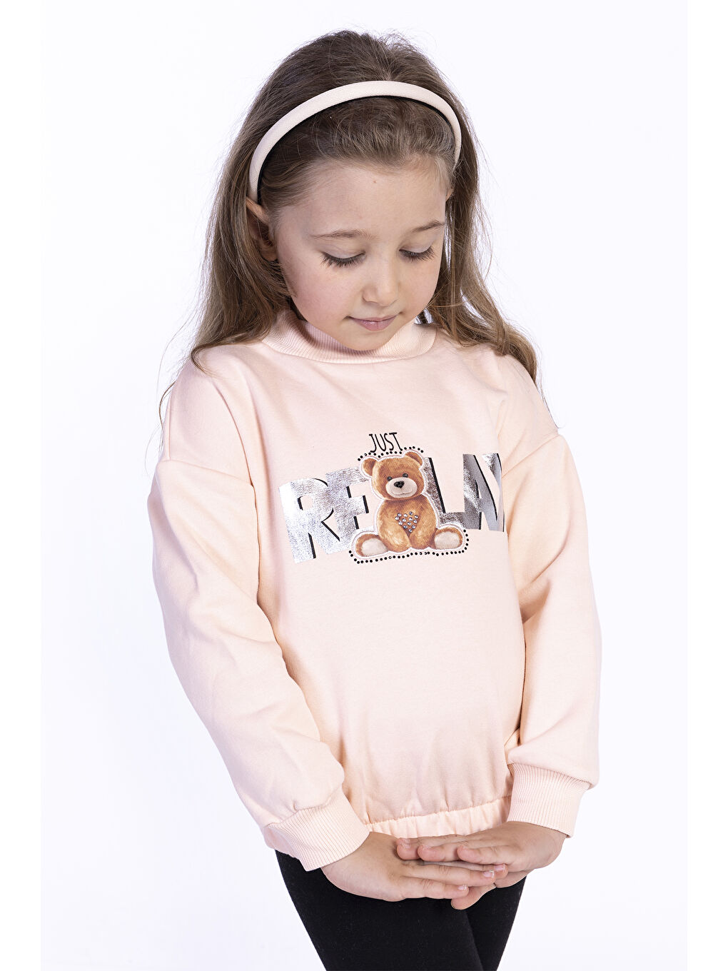 Pembe Kız Çocuk Baskılı Sweatshirt