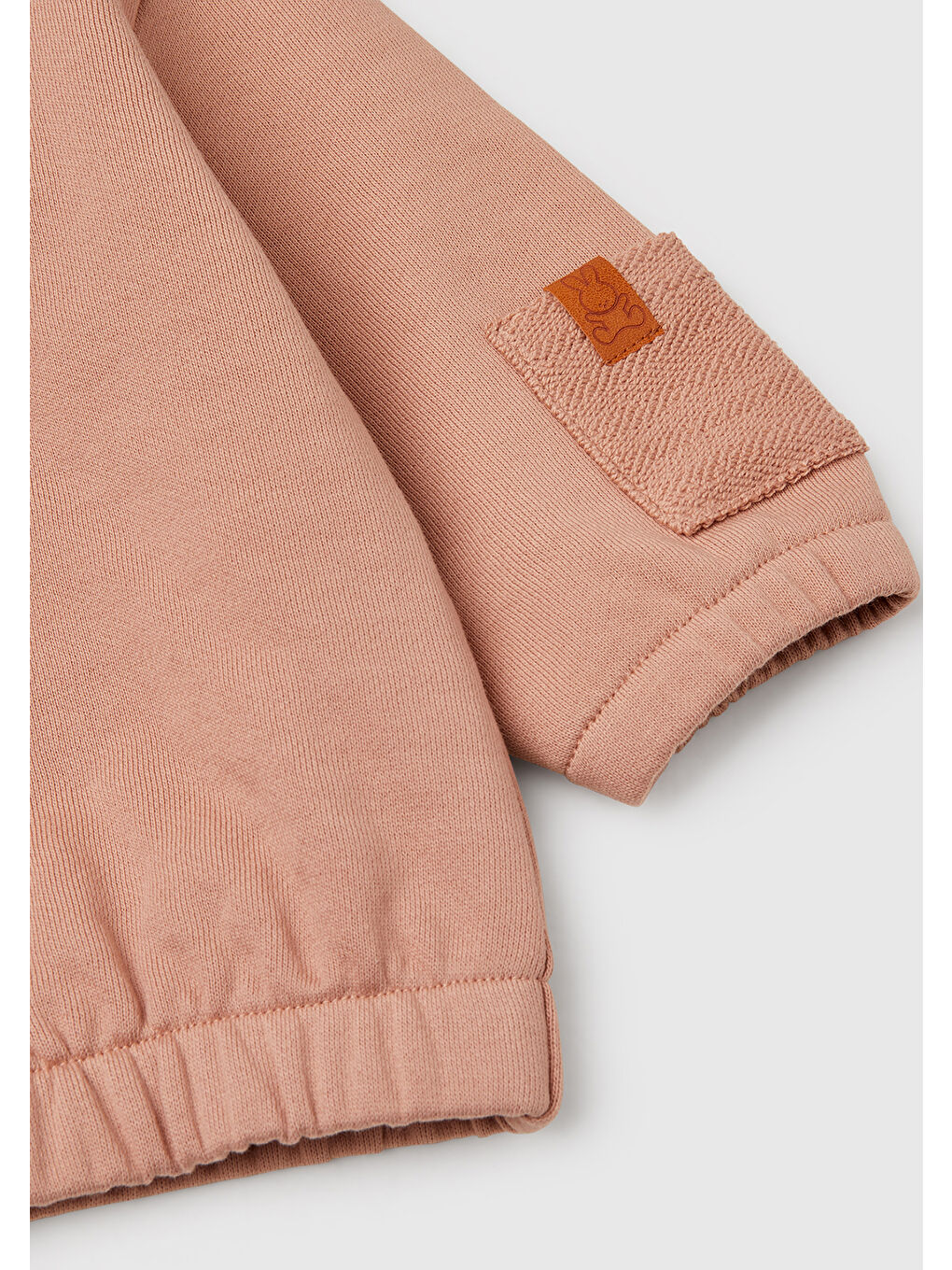 Bebek Koyu Bej Önü Düğmeli Kolu Cepli Bomber Yakalı Sweatshirt-2