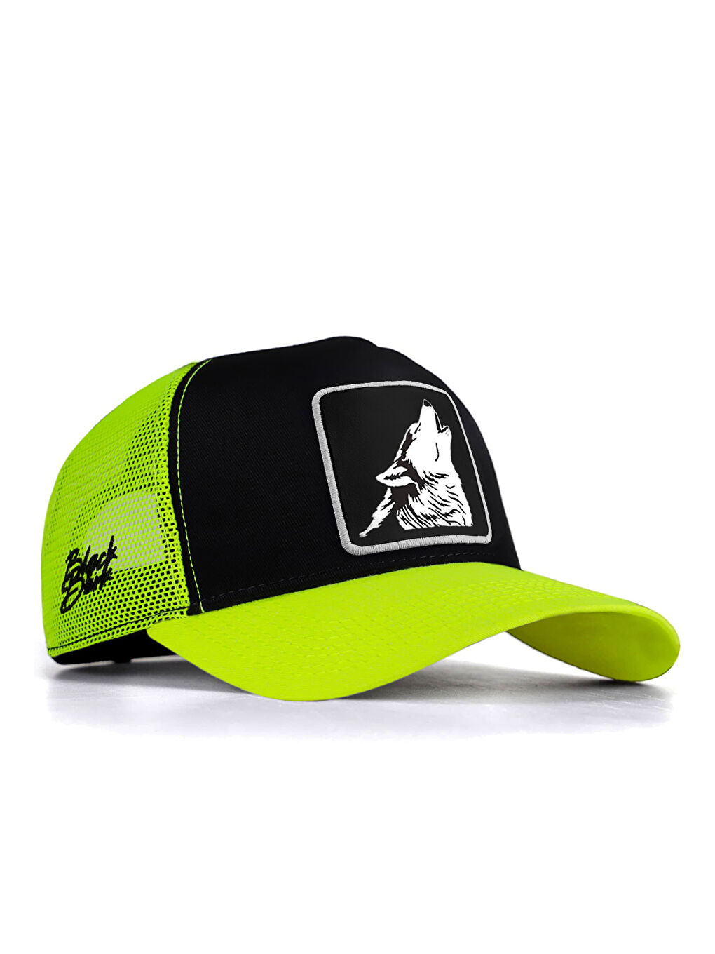 BlackBörk Yeşil V1 Trucker   3 Kod Logolu Unisex Neon Siperli Neon siyah Şapka  CAP