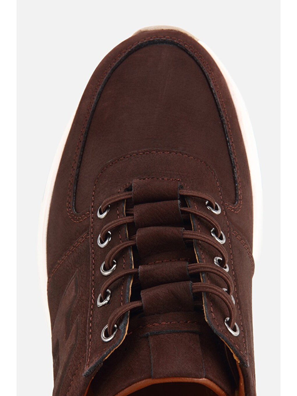 Erkek Kahverengi Nubuk Deri Bağcık Detaylı Sneaker-4