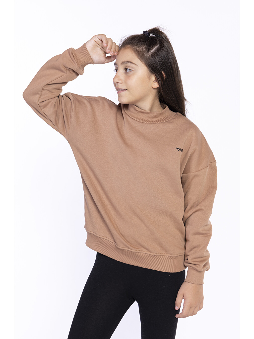 Kahverengi Kız Çocuk İçi Pamuklu Sweatshirt