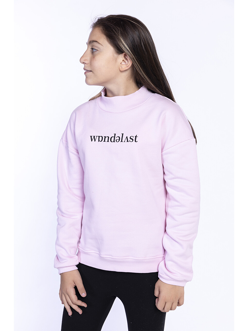 Pembe Kız Çocuk Balıkçı Yaka Sweatshirt
