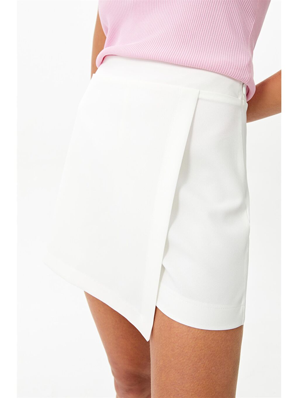 Ekru Mini Şort Etek-3